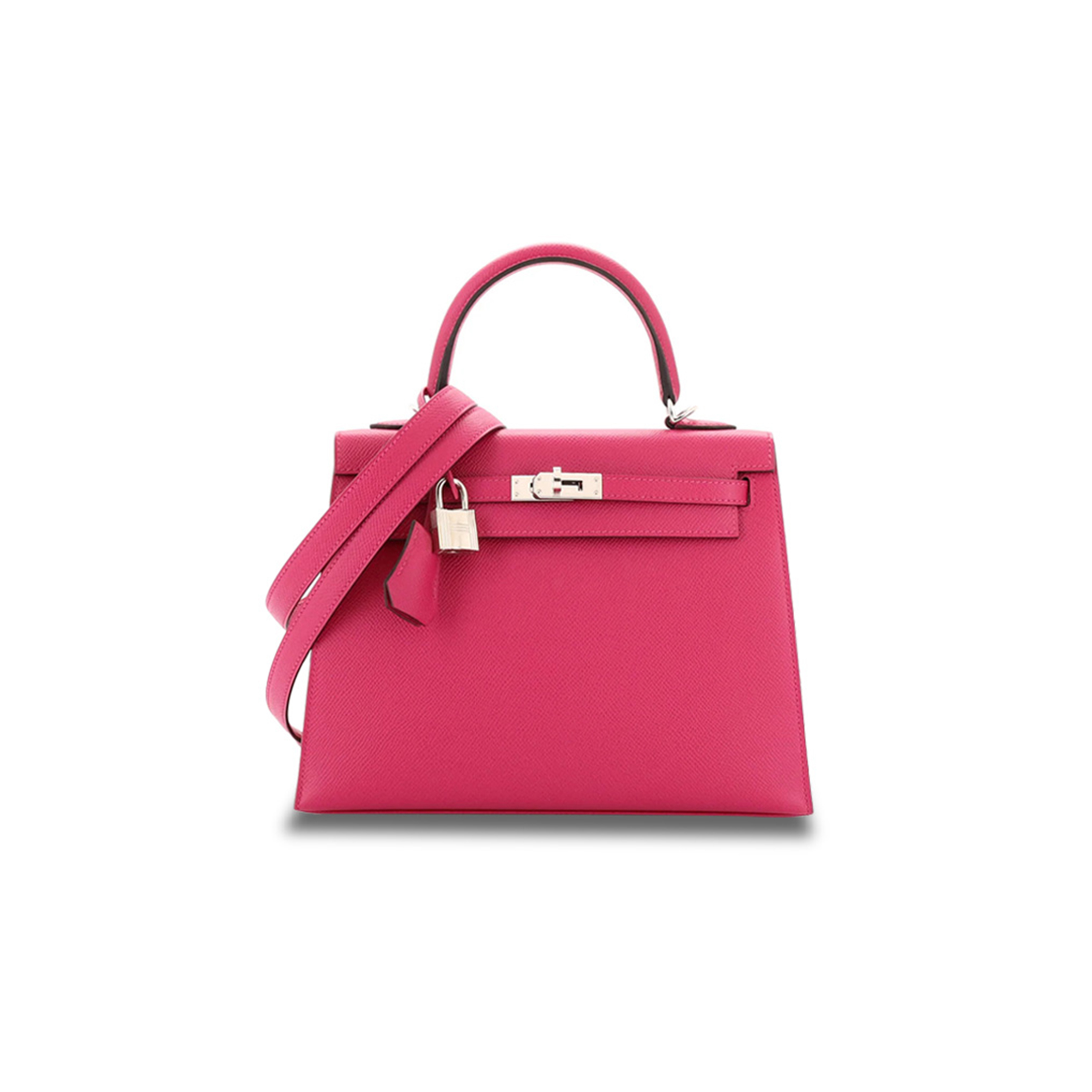 H**mes master kelly handbag rose pourpre epsom with palladium hardware 25 (25*17*7cm)